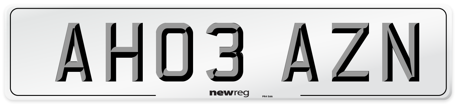 AH03 AZN Number Plate from New Reg